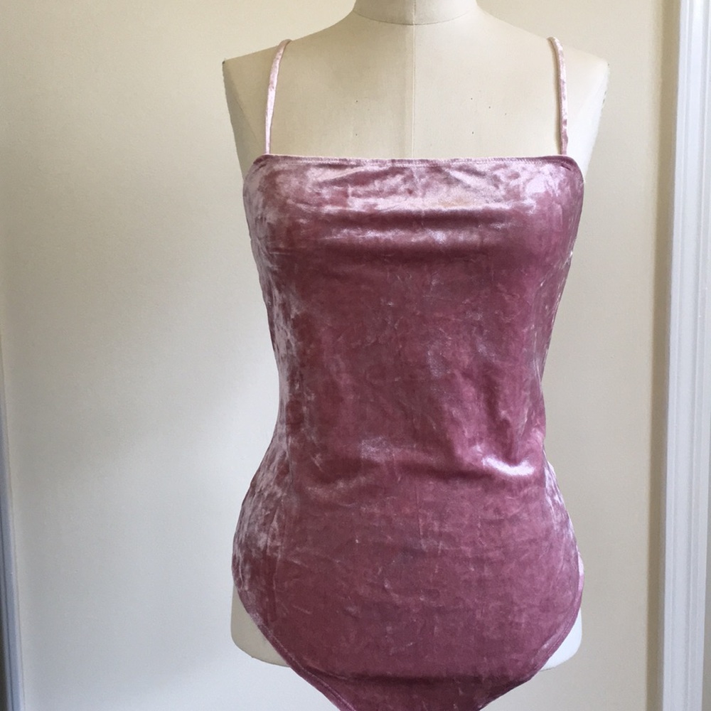 Forever21 Velvet Bodysuit in Lilac/Pink - Size L